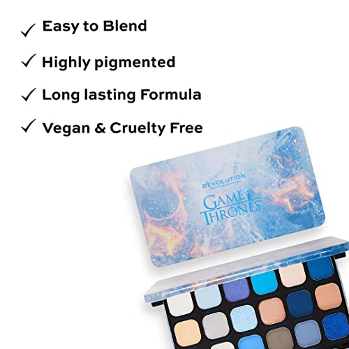 Makeup Revolution X Game of Thrones Winter is Coming Forever Flawless Shadow Palette Shimmer Glitter Eye Shadow, Long Lasting Waterproof Makeup Cosmetics Halloween Makeup Kit