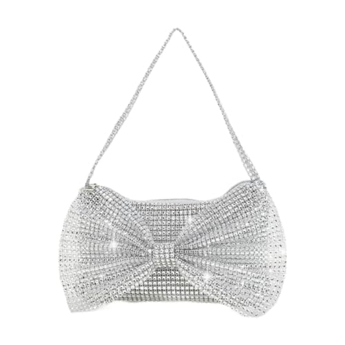 LOOM TREE Women Evening Clutch Bag Female Underarm Bag for Weddings Commuting Birthday Silver
