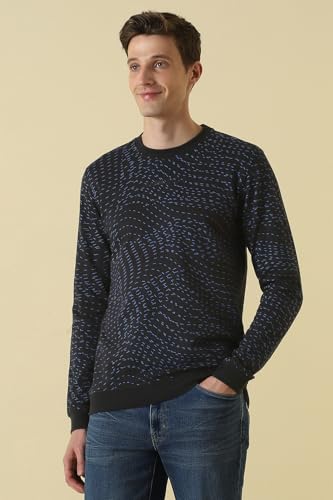 Men Black Crew Neck Full Sleeves Casual Sweatshirt