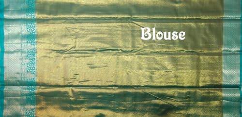 VFCollections Women's Traditional Handloom Kanchipuram Silk Pure Pattu Sarees | Rich Zari Woven Design | Bridal Saree | Unstitched Blouse (VFC721-3)