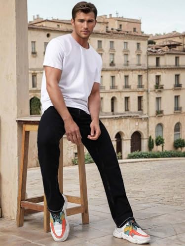 KOTTY Men's Cotton Lycra Blend Relaxed Fit Mid Rise Jeans Coal Black