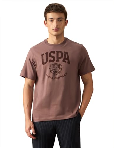 U.S. Polo Assn. Denim Co. Men's Brand Printed Relaxed Fit T-Shirt (UDTSH4192_Peach_L)