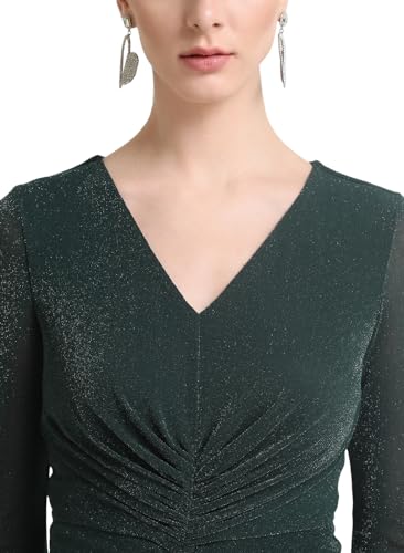 Kazo Women's Silk Fit and Flare Maxi Dress (124654_Evergreen