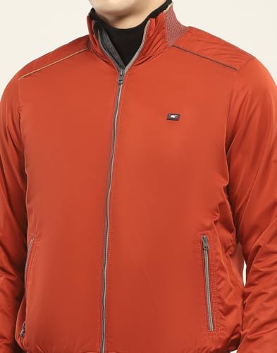 Monte Carlo Mens Solid Rust Mock Neck Full Sleeve Jacket (223056103-3-42)