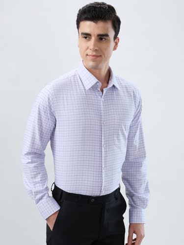 Raymond Men Contemporary Fit Structure Pattern Pure Cotton Semi Cutaway Collar Full Sleeve Formal Shirt Grey