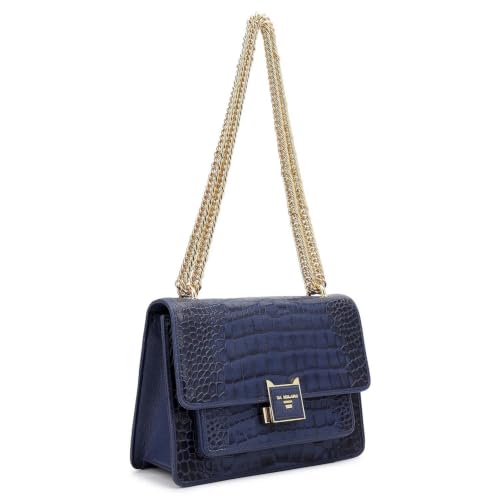 Da Milano Leather Shoulder Bag for Women - Stardust Blue (LB-00984)