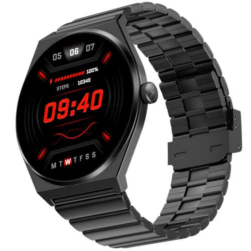 Fire-Boltt Phoenix Nova Smartwatch 1.43” Slim Super AMOLED Display, 466x466 Pixel Always-On Display, Bluetooth Calling, Health Tracker for Men & Women Obsidian Black