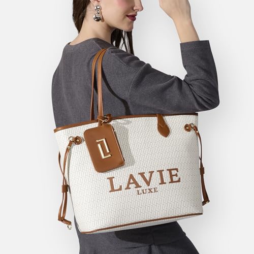Lavie Luxe Women's Monogram Elise Laptop Tote Handbag | Fits Upto 15 Inch Laptop | Laptop Bag for Work | Ladies Purse | Stylish Shoulder Bag | Gift For Women