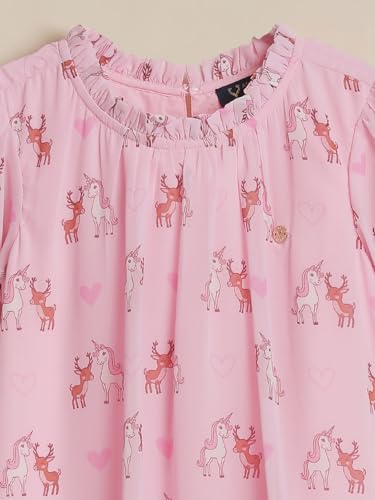 Allen Solly Girls Pink Print Casual Dress