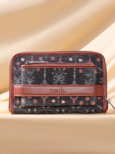 ZOUK Women Taj Guldasta Floral Printed Handcrafted Classic Zipper Wallet Clutch Purse