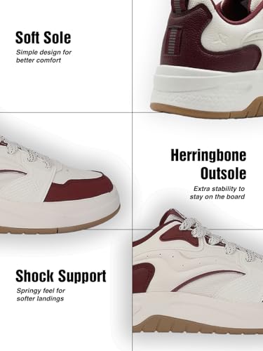 XTEP Men Super Comfy Modern Non Marking Skateboard Sneakers Street Lifestyle Shoes Canvas White/Red
