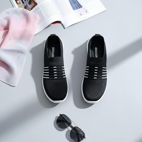 FootStation Women's Trendy Sneakers - Fashionable Comfort for Every Step Alia-3 (Black, UK Footwear Size System, Adult, Women, Numeric, Medium, 4)