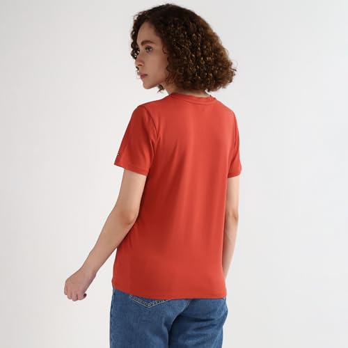 Tommy Hilfiger Women Red Solid Round Neck T-Shirt