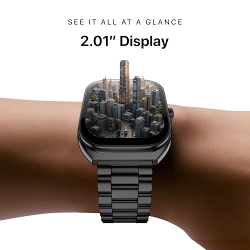 Noise Icon Arc 2.01" Immersive Curved Display Smartwatch, 10-Day Battery, 1ATM Water Resistant, Functional Crown, 100+ Sports Modes, Health Suite™, Voice Assistant, Built-in Games (Elite Black)
