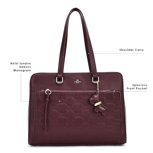 Akiki London Women's Ruskin Laptop Tote Handbag | Upto 15 Inch Laptop | Tote Bag for Work | Ladies Purse | Stylish Shoulder Bag | Gift for Women