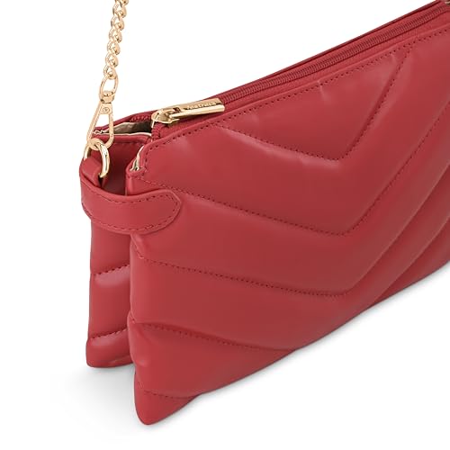 Fastrack Quilted Arm Candy Bag | Detachable Straps with Metallic Detailing Sling Bag for Women, Girls and Ladies