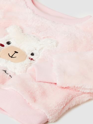 Max Girls Applique Fuzzy Sweatshirt (Pink_3-4 Y)