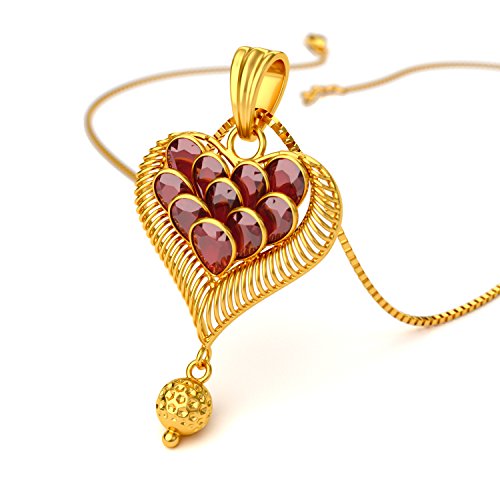 Joyalukkas 22KT Yellow Gold and Ruby Pendant for Girls