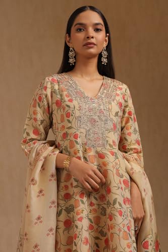 Soch Women's Tissue Salwar Suit Set (EWA5CD22270_Beige