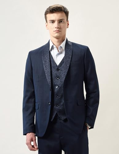 Arrow Men's Dobby Three Piece Ceremony Suit (ARAKSU5500_Navy_42)