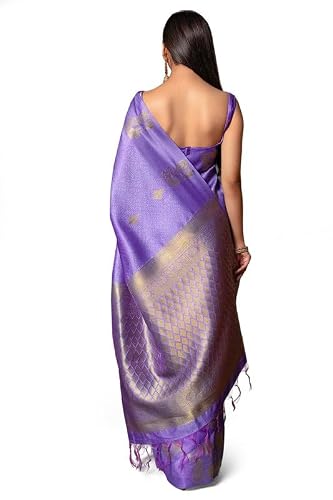 Soch Womens Indigo Tussar Zari Woven Saree With Tassels