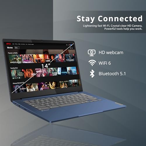 Lenovo IdeaPad Slim 3 Chromebook, 14″ FHD IPS Touchscreen Laptop, MediaTek Kompanio 520 Processor, 4GB RAM, 64GB eMMC, Webcam, Regular Keyboard, WiFi6, Chrome OS, Abyss Blue, 128GB Hotface USB Card