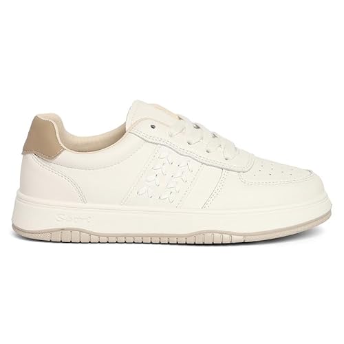 ROSEMEAD Women Casual Sneaker Shoes | Stylish and Comfortable | Lace-Up Style Offwhitebrown_UK- 7