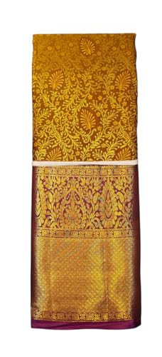 VFCollections Women's Traditional Handloom Kanchipuram Silk Pure Pattu Sarees | Rich Zari Woven Design | Unstitched Blouse (VFC297-2)
