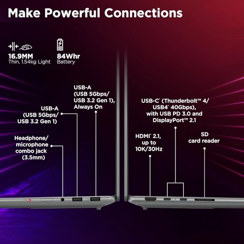 Lenovo Yoga Pro 7 Aura Edition Intel Evo Core Ultra 9 285H (32GB RAM/1TB SSD/14.5" (36.8cm)/3K OLED Touchscreen/AI PC/Copilot+ PC/Windows 11/Office Home 2024 AI Now/Grey/1.5Kg), 83KF004CIN