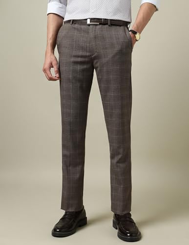 Arrow Men's Checked Twill 1851 Trousers (ARAKTR2190_Brown_38)
