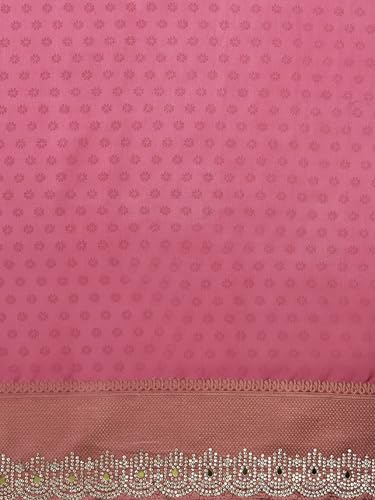 MOHEY Women's Art Silk Mirror Work, Stone Work, Weave Saree with Blouse Piece(Coral)