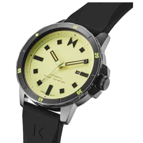 MVMT Minimal Sport Automatic Mech-Automatic Natural Round Dial Men's Watch|Black & Green Silicone Material|Black Color Band - 28000319-D