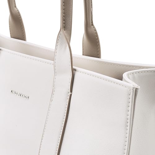 Lino Perros Womens Color-Blocked Commuter Tote Bag, Cream