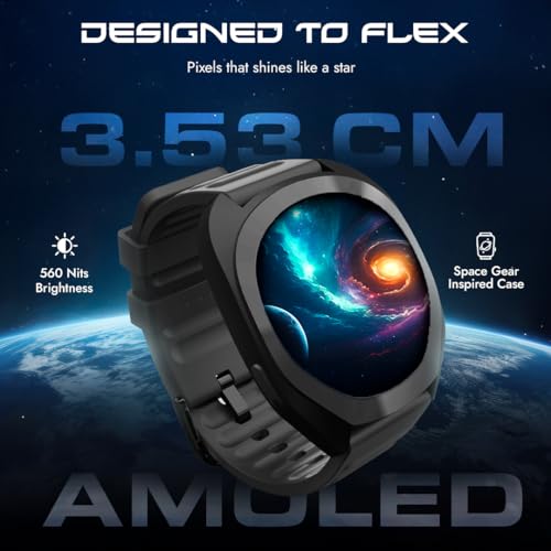 Fastrack Cosmix 1.32" AMOLED Display Metal Case Smart Watch with Heart Rate Monitor,AI Watchface & Chat,Push Button Interactions,BT Calling,IP68 Water Resistant Upto 5 Days Battery Life -Granite Grey