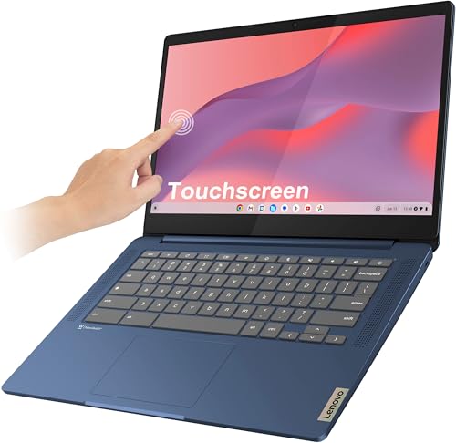 Lenovo IdeaPad Slim 3 14" Chromebook Laptop (14" FHD Touchscreen, 8-Core MediaTek Kompanio 520, 4GB RAM, 128GB(64GB eMMC+64GB SD)), Webcam, 13.5-Hrs Long-Battery Life, IST Card, Chrome OS, Abyss Blue