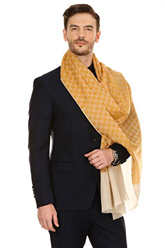 Pashtush Mens Fine Wool Reversible Muffler, Soft and Warm - Yellow