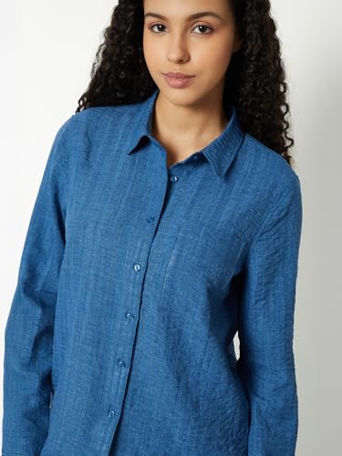 Max Women Textured Shirt (Blue_XXL)