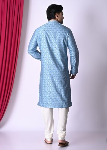 sajindia Men’s Traditional Kurta | Elegant Ethnic Wear for Men | Comfortable Fabric | Festivals, Weddings & Celebrations | Style 208 Blue
