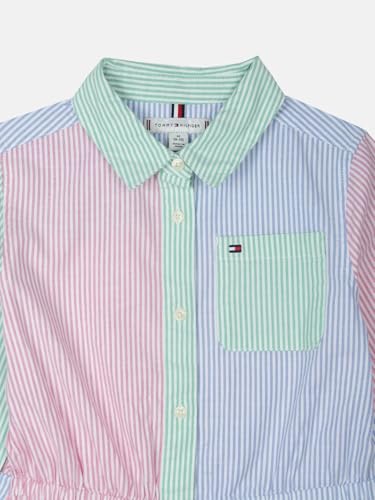 Girls Cotton Spread Collar Shirt Dress
