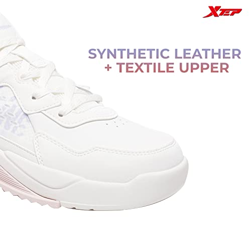 XTEP Women's White Blue Pink Synthetic Leather Multi Colour Skateboarding Shoes (2 UK)
