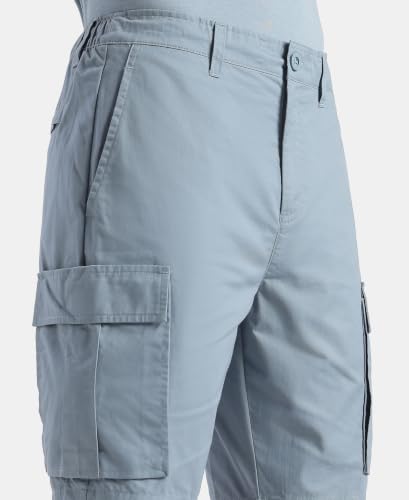 Jockey MZ08 Men Super Combed Cotton Woven Straight Fit Cargo Shorts with Seven Pockets_Windward Blue_M