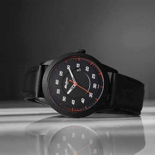 Titan Octane Quartz Analog with Date Black Dial Black Leather Strap Watch for Men - NT1806NL05
