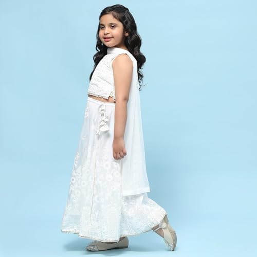 BIBA Girls PRINTED STRAIGHT KID(KWWHITE BLOOMS5769_WHITE_9)