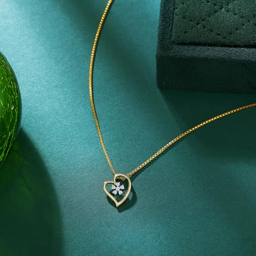 P.N.Gagdil Jewellers 14 Karat Yellow Gold & Diamond Certified Gold Heart Pendant For Women DIDP0021 IJ/SI