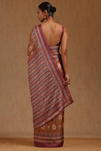 Soch Womens Earth Art Silk Warli Print Saree