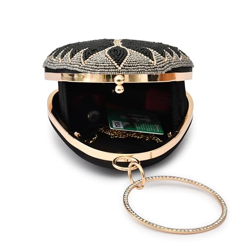 For The Beautiful You Black Handcrafted Women's Clutch (eg-132)