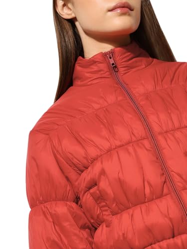 ONLY Women's Solid Regular Fit Orange Jacket