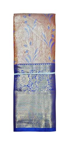 VFCollections Women's Traditional Handloom Kanchipuram Silk Pure Pattu Sarees | Rich Zari Woven Design | Unstitched Blouse (Vfc024-14), Multicolored