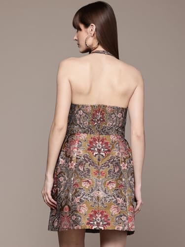Label RITU KUMAR Olive Roseville Sweetheart Neck Short Dress