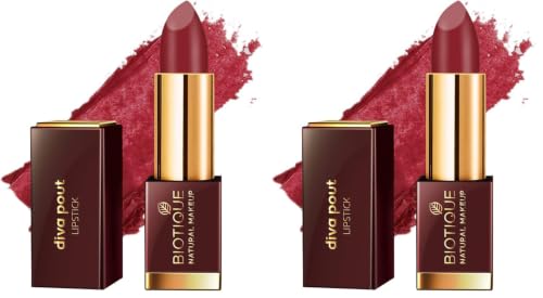 Biotique Natural Makeup Matte Diva Pout Lipstick - Flaming Desire, 4g (Pack of 2)